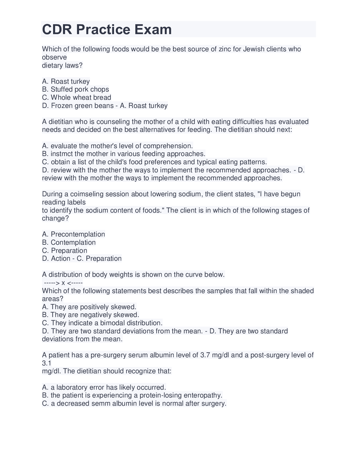 Preview image of CDR Practice Exam document